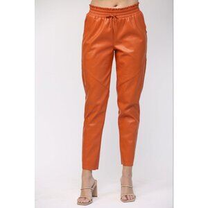 FAUX LEATHER DRAWSTRING WAIST PANTS